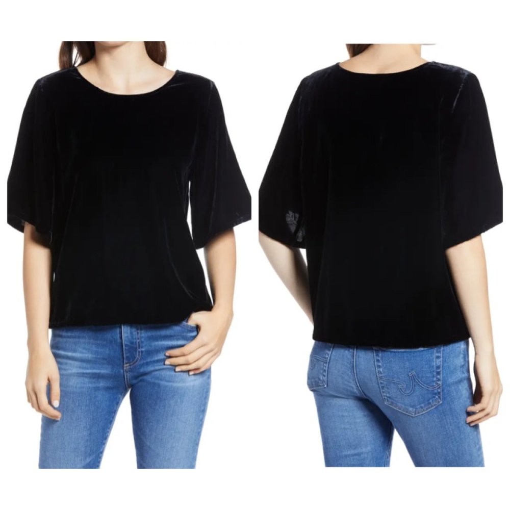 Chelsea28 Velvet Crewneck Top Medium NWT